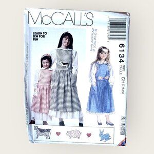 Vintage McCalls Sewing Pattern 6134 Girls Jumper Blouse Petticoat Appliques 7-10